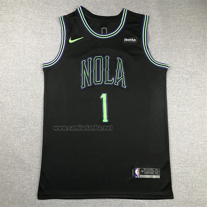 Camiseta New Orleans Pelicans Zion Williamson NO 1 Ciudad 2023-24 Negro